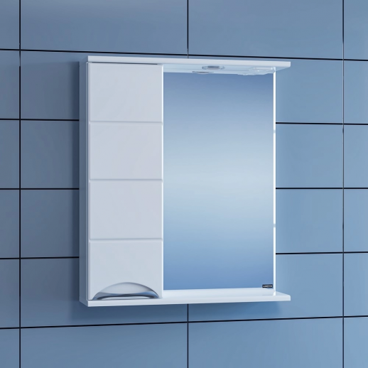 Зеркальный шкаф СаНта "Родос-60" лев свет, белый