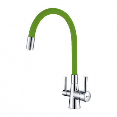 Смеситель Lemark Comfort (LM3075C-Green) для кухни с подключением к фильтру с питьевой водой латунь хром | зеленый