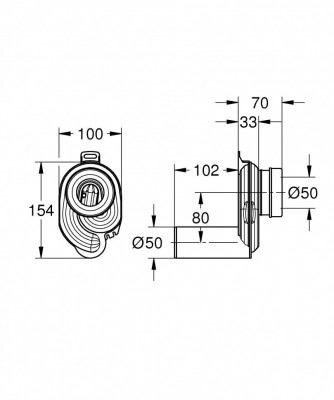 Сливной гарнитур GROHE Bau Ceramic горизонтальный для писсуара, хром (39732000)