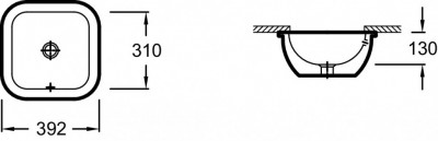 Встраиваемая раковина 39,2 х 39,2 см JACOB DELAFON  VOX  (EYE102-00)