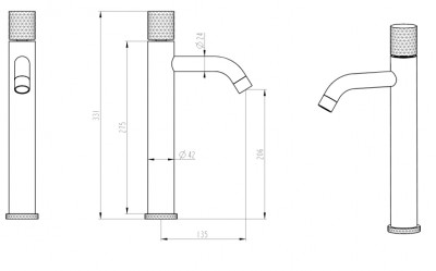 Смеситель для раковины Boheme Stick 122-CRG высокий, хром/золото