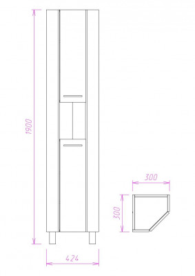 Шкаф-пенал в ванную Onika Дюна 30 напольный, белый, универсальный, угловой (403034)