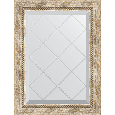Зеркало настенное Evoform ExclusiveG 71х53 BY 4005 с гравировкой в багетной раме Прованс с плетением 70 мм