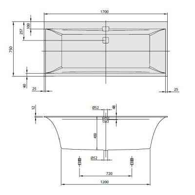Villeroy & Boch Squaro Edge 12 UBQ170SQE2DV-01 ванна, 170см х 75см, кварил, белый Alpin
