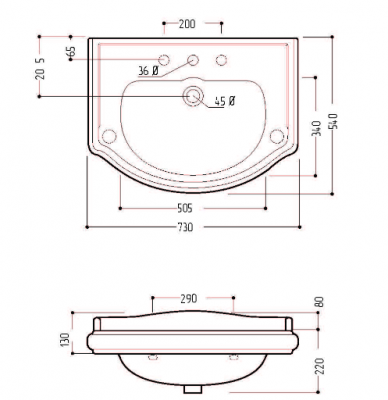 MIGLIORE BELLA 20606 раковина тюльпана, 69 см, керамика, белый
