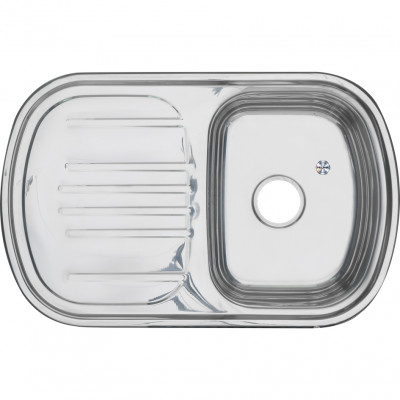 Мойка 7749 U MELANA 0.8/180 врезная прямоугольная с сифоном (231 t *10) хром 770х490