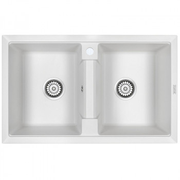 Кухонная мойка кварц Paulmark Zwilling PM238150-WH белый прямоугольная 2 чаши