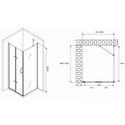 Душевой уголок Abber Zart 90x100 AG08090P-S101 п-ль хром стекло прозрачное