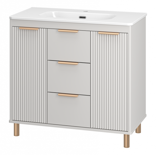 Тумба напольная Brevita Risacca Crema 90 серая (RIS-06090-0342Я) с раковиной