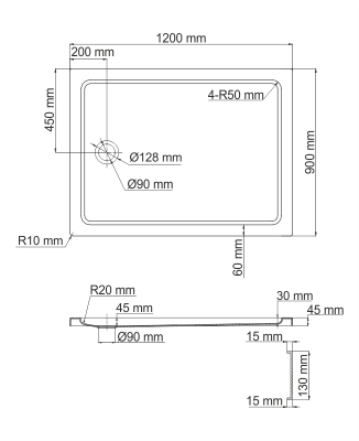 WasserKRAFT Amper 29T07 душевой поддон, прямоугольный