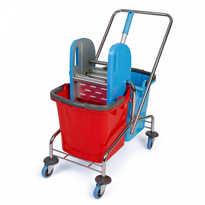 Тележка уборочная хромированная 2х25 л UCTEM-PLAS RINDO - отжим CK752