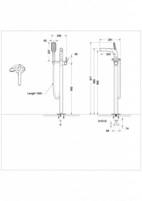 Смеситель для ванны напольный Bravat Wave F674108C-B, хром