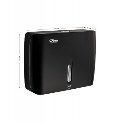 Диспенсер для бумажного полотенца на две пачки с ключом, пластиковый. Под Z салетки, черного  GFmark (9151)