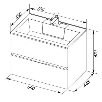 Aquanet Алвита 70 тумба с раковиной, белый