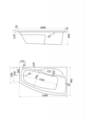 Акриловая ванна Santek Майорка XL 160х95 R асимметричная белая 1WH111990