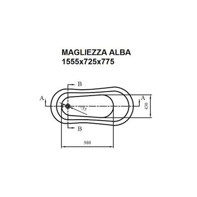 Ванна Magliezza Alba 155,5x72,5 акриловая (ножки золото)