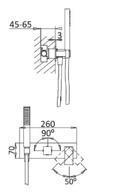 Смеситель для ванны и душа Cezares Porta PORTA-VDM2-NOP, черный матовый