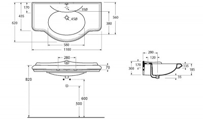 Раковина-столешница Migliore Impero 110 25725 белая прямоугольная