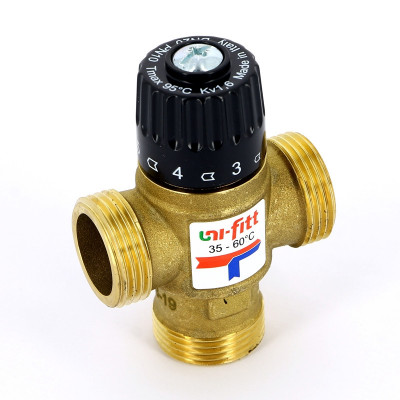 Клапан Н термосмесительный UNI-FITT 1" 35-60"С, смешение боковое, латунный (351G3140)