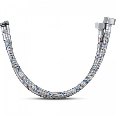 Гибкая подводка для смесителя Славен, оплетка нерж сталь, гайка 1/2" шутцер М10", 30/40, пара, 400 мм (СЛ-ЗП-014)