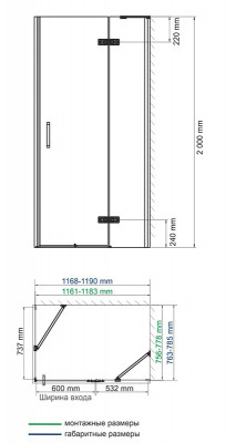 WasserKRAFT Aller 10H06RBLACK MATT душевой уголок 120х80 см, с правой распашной дверью