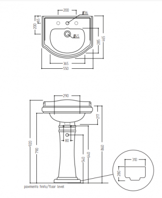 MIGLIORE BELLA 20605 раковина тюльпана, 55 см, керамика, белый