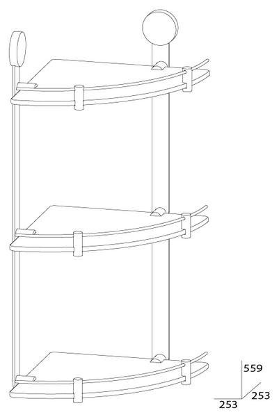 Artwelle Harmonie HAR 041 полка стеклянная угловая тройная 24 см, хром