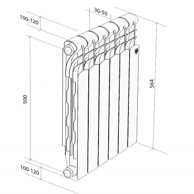 Радиатор Royal Thermo Revolution Bimetall 500 2.0 – 12 секций (RTRB250012)