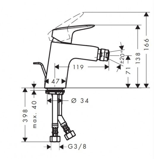 Hansgrohe Logis 71204000 смеситель для биде с д/к, хром