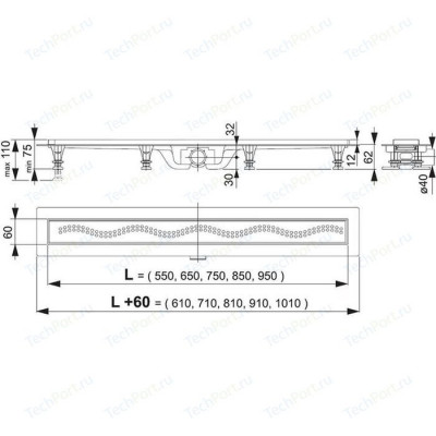 Душевой лоток AlcaPlast APZ8 Simple с матовой решеткой (APZ8-650M)