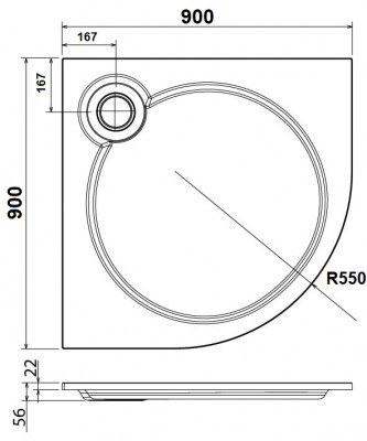 Поддон для душа CEZARES TRAY-S-R-90-550-56-W из искусственного мрамора