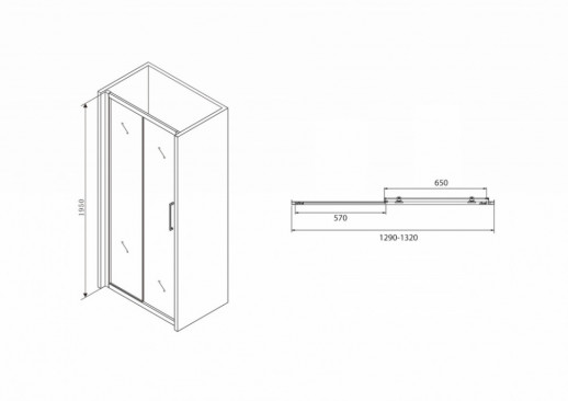 Душевая дверь ABBER Schwarzer Diamant AG30130BH