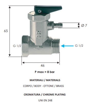 Клапан предохранительный Remer 413 P ½"