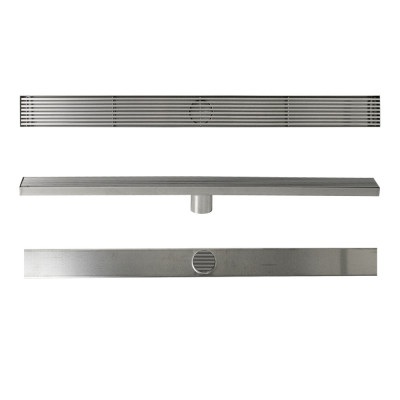 Трап 800х68 мм, нержавеющая сталь, линейный, вертикальный, крышка решётка с гидрозатвором САНАКС (40050)