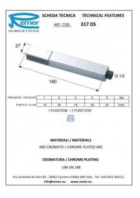 Лейка Remer 317 DS душевая, хром