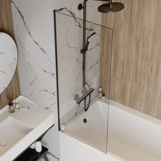Шторка на ванну 60x140 Maretti Project Black PB41F6014099, черный профиль