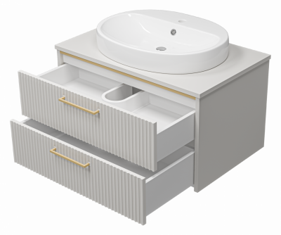 Тумба Brevita Elche 80 подвесная серый кашемир ELC-01080-0502Я (с раковиной)