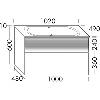 Тумба с раковиной Burgbad Fiumo 100 SFXN102F3956FOT45G0200C0001*1 подвесная Eiche Dekor Cashmere белая матовая