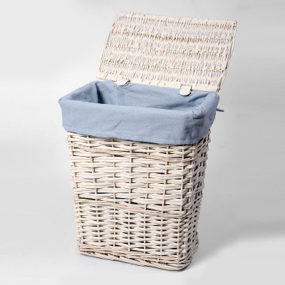 Бельевая корзина WasserKRAFT Lippe WB-450-M с крышкой белая