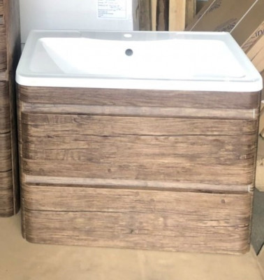 Тумба Style Line Атлантика 80 Люкс Plus старое дерево (ЛС-00000665) с раковиной