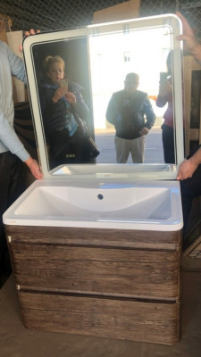 Тумба Style Line Атлантика 80 Люкс Plus старое дерево (ЛС-00000665) с раковиной