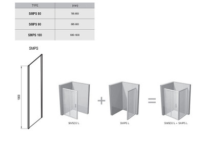 RAVAK SmartLine 9SL70A00Z1 жесткая душевая стенка SMPS-90 левая, хром/транспарент/стекло