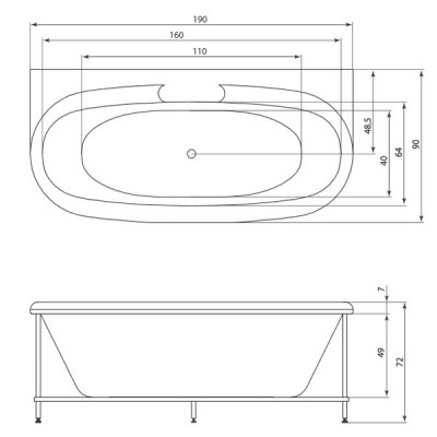 Акватика Скульптура Базик ванна с гидромассажем, 190 см х 90 см