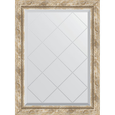 Зеркало настенное Evoform ExclusiveG 86х63 BY 4091 с гравировкой в багетной раме Прованс с плетением 70 мм