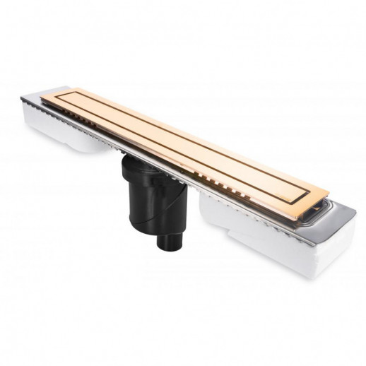 Желоб BERGES водосток TOP Stark 600, золото глянец, S-сифон D50/105 H50 вертикальный