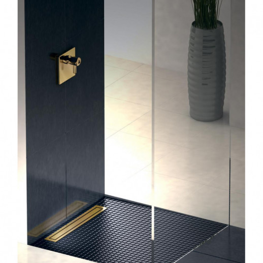 Желоб BERGES водосток TOP Stark 600, золото глянец, S-сифон D50/105 H50 вертикальный