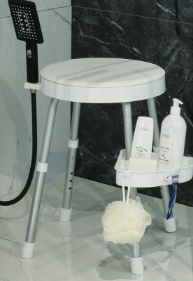 Стул для ванной Primanova с держателем душевой лейки и полочкой, KV35 (APOLLO) M-KV37-01