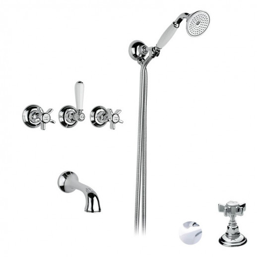 Nicolazzi Classica 1403 CR 18 смеситель для ванны с ручным душем, хром/ручки Dames Anglaises