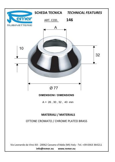 Отражатель Remer RR 146 O32 мм, хром
