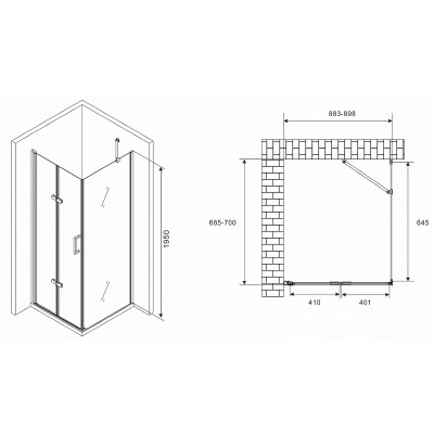 Душевой уголок Abber Zart 90x70 AG08090P-S71 п-ль хром стекло прозрачное